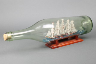 A ship in a bottle of the five masted Preussen Windjammer 18cm l 