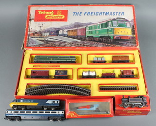 A Triang HO/00 The Freightmaster train set, a Triang tank engine, a Triang rocket launching wagon R216 boxed, a Hornby Intercity 125 headpiece and carriage 
 