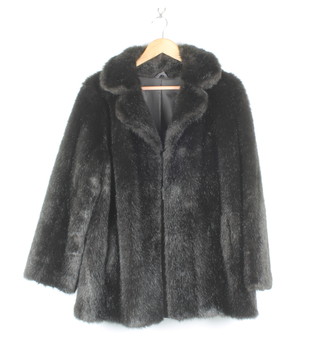 A lady's three-quarter length simulated black fur coat  