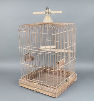 A Victorian metal bird cage 63cm h x 41xm w x 42cm d