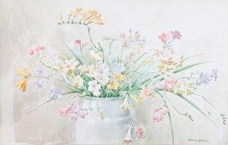 Marion Broom RWS (1878-1962),  watercolour, still life study of a vase of flowers 31cm x 49cm 