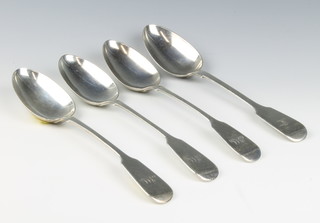 Three William IV table spoons London 1836, a Victorian do, London 1854, 300 grams