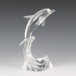A Swarovski dolphin "Maxi" No 221628/7644000004, design by Michael Stamey, 8"h, contained in a fitted case