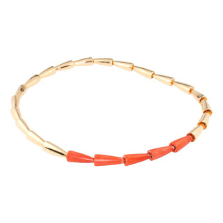 Vhernier, a stylish 18ct yellow gold and coral necklace of tapered links, 17" 