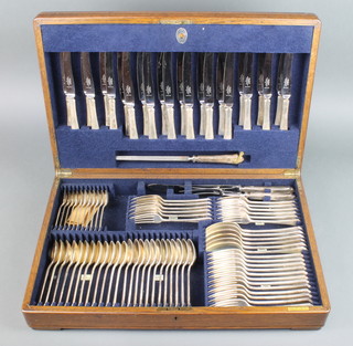 A 1930's oak canteen containing a set of plated cutlery for 12 (92 pieces complete) 