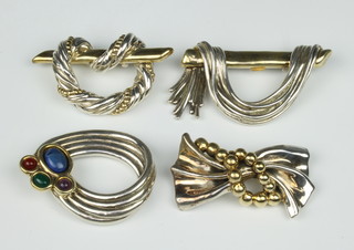 Four contemporary Israeli silver brooches 