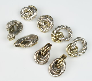 Four pairs of Israeli silver earrings 