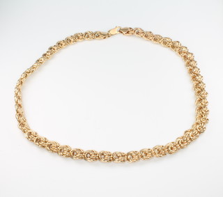 A 9ct yellow gold fancy link necklace, 40cm 