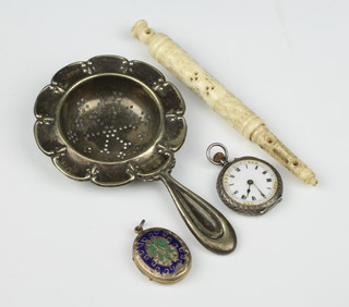 A Victorian gilt and enamelled locket and minor items