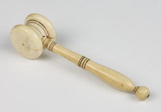 A Victorian turned ivory gavel 4 1/2"