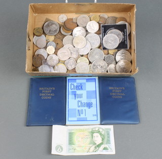 Two cased first decimal coin sets and minor European coins 