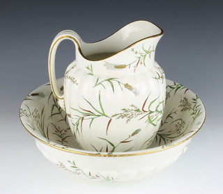 A Mintons Rye pattern jug and bowl set (jug cracked) 