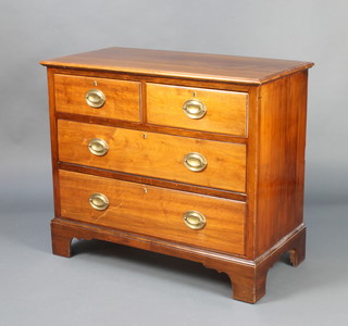 A 19th/20th Century Georgian style mahogany chest of 2 short drawers above 2 long drawers with oval plate handles raised on bracket feet 78cm h x 91cm w x 46.5cm d 