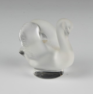 A Lalique figure of a swan 4.5cm, etched marks, boxed 
