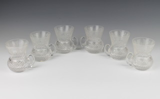 Six Edinburgh Crystal thistle shaped punch glasses decorated with thistles 8.5cm 