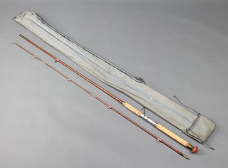 J Stephenson, a rare 10ft split cane salmon/pike spinning fishing rod 