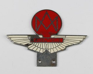 Of motoring interest, a red and white enamelled Aston Martin owners club radiator badge (some chips) 