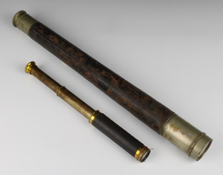 A single draw Officer of the Watch telescope marked CW Herbert RN together  with a 3 draw pocket telescope 