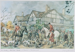 Of Horsham interest, Geoffrey Sparrow, a signed coloured print "The Crawley and Horsham Fox Hounds at Cisswood Horsham 1958" 27cm x 38cm 