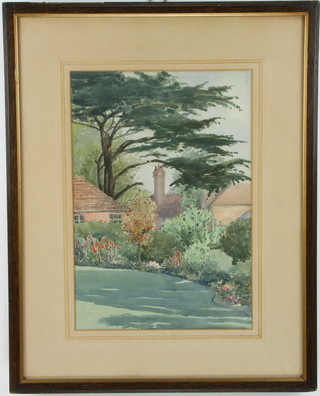 Of Horsham interest, an Edwardian watercolour, the reverse inscribed "Manor House Horsham, The Garden" 35cm x 24cm 