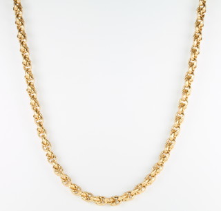 A 9ct yellow gold fancy link necklace, 18.5 grams, 50cm 