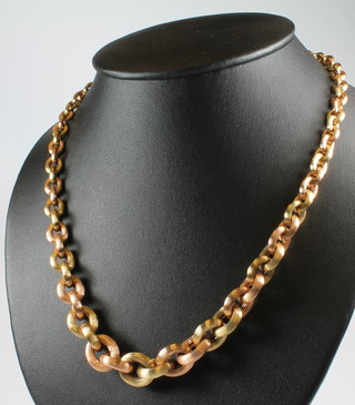 A 14ct 2 colour yellow gold fancy link necklace 54 grams, 49cm 