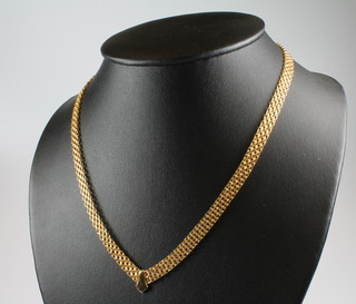 A 9ct yellow gold flat link necklace, 7.5 grams, 44cm 