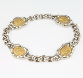 An 18ct white gold pebble and flat link bracelet, stamped Cartier, 32 grams, 18cm 
