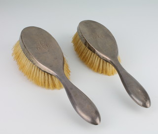 A pair of Edwardian silver hair brushes Birmingham 1908 