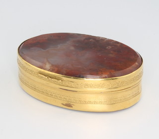 A 19th Century oval gilt and agate oval snuff box 57cmm 