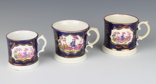 Three 19th Century lustre mugs decorated in the chinoiserie style 