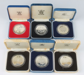 A proof silver 1977 crown, 2 1981 do., 2 Queen Elizabeth The Queen Mother 80th birthday crowns and a Queen Elizabeth The Queen Mother 90th birthday crown, 168 grams