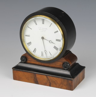 V A P, a 19th Century timepiece with paper dial and Roman numerals with dial marked J H Steward 406 Strand London, contained in a walnut ebonised case 