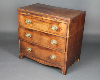 A Georgian mahogany chest with brushing slide above 3 long graduated drawers with brass drop handles 75cm h x 78cm w x 48cm d 