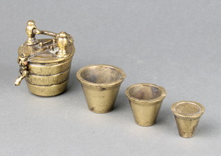 A set of 5 apothecaries gilt bronze bucket nesting weights 4cm x 4cm diam. 