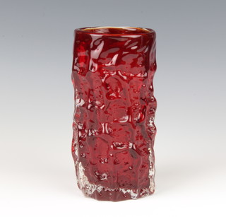 A Whitefriars red glass knobbly vase 15cm 