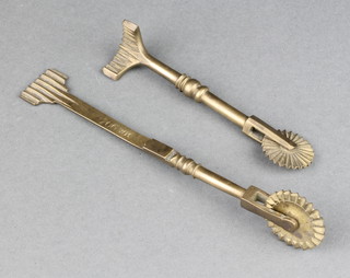 Two 19th Century brass pastry crimpers 14cm  and 10cm, 1 marked 706WH 