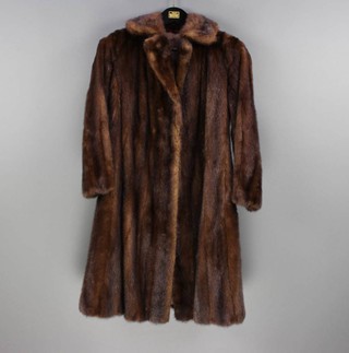 A lady's full length dark mink fur coat (some moult) 