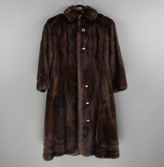 A lady's full length, 5 buttoned, dark mink fur coat by White of London 
