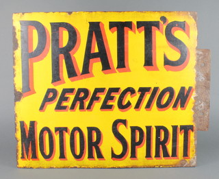 A Pratts Perfection double sided enamelled Motor Spirit sign 46cm x 54cm 