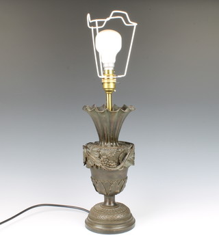 A Georgian style bronzed table lamp in the form of an urn 12cm h x 12cm 