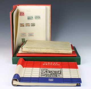 A Stanley Gibbons Great British stamp album (sparsely filled), a Swiftsure album of mint and used World stamps - Greece, Hungary, India, Iraq, Italy, a green stock book of Australian used stamps, 2 school boy albums of world stamps - Australia, Indonesia, China, France, Hong Kong, Yugoslavia, a stock book of world stamps - Czechoslovakia  