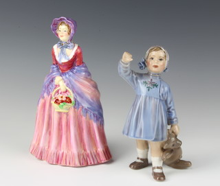 A Copenhagen figure of a girl with teddy bear 14cm and a Royal Doulton figure Nan no.1 17cm 