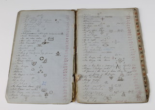 Of Masonic/operative Masons interest, a Victorian ledger containing many Masons marks 