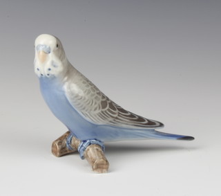 A Danish figure of a budgerigar standing on a branch no.457 12cm 
