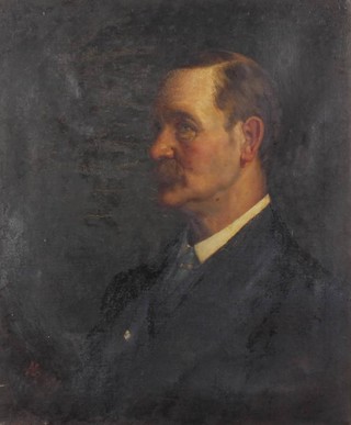 M C, 1917, oil on canvas, portrait of a gentleman 60cm x 50cm 
