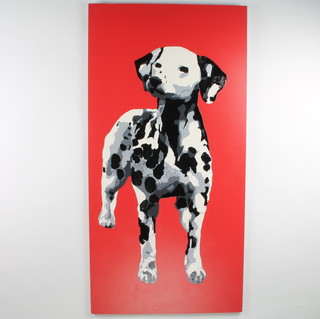 Helen Thorpe, gloss on board, signed and inscribed on verso, study of a Dalmatian "Just a Hundred More to Go" dated 2007 122cm x 61cm 