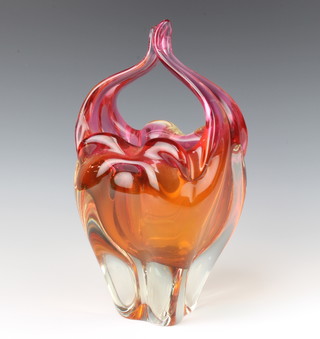 A Studio Glass vase with twist handle 28cm 