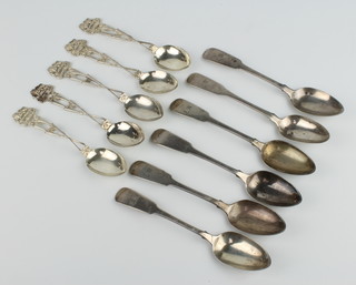 A matched set of 6 silver teaspoons and 5 do. trophy spoons 182 grams 