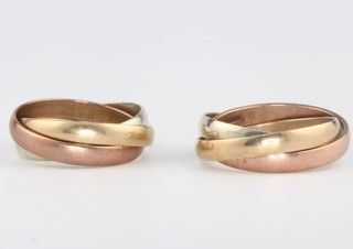 Two 3 colour wedding bands size L and N, 9.2 grams